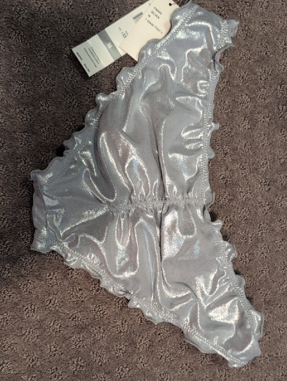 Shimmery Silver Bikini Set with Pink Lining - Picture 5 of 9